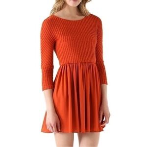 Thakoon Addition Combo Sweater Dress Terra Cotta
